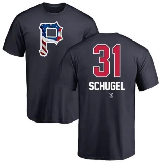 Men's Pittsburgh Pirates A.J. Schugel Navy Name and Number Banner Wave T-Shirt