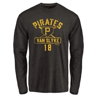 Men's Pittsburgh Pirates Andy Van Slyke Black Base Runner Long Sleeve T-Shirt