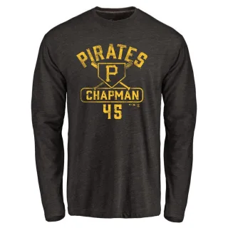 Men's Pittsburgh Pirates Aroldis Chapman Black Base Runner Long Sleeve T-Shirt