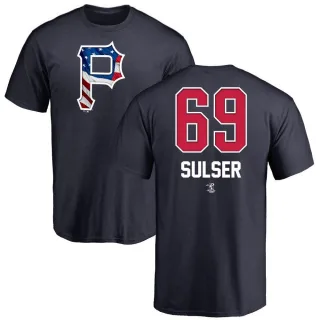 Men's Pittsburgh Pirates Beau Sulser Navy Name and Number Banner Wave T-Shirt