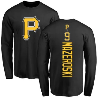 Men's Pittsburgh Pirates Bill Mazeroski Black Backer Long Sleeve T-Shirt