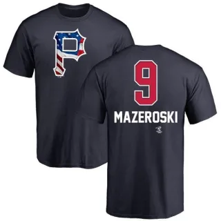 Men's Pittsburgh Pirates Bill Mazeroski Navy Name and Number Banner Wave T-Shirt