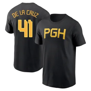 Men's Pittsburgh Pirates Bryan De La Cruz Black 2023 City Connect Wordmark T-Shirt