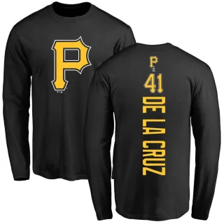 Men's Pittsburgh Pirates Bryan De La Cruz Black Backer Long Sleeve T-Shirt