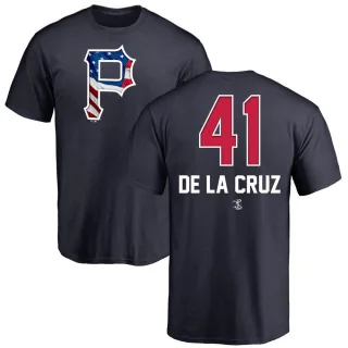 Men's Pittsburgh Pirates Bryan De La Cruz Navy Name and Number Banner Wave T-Shirt