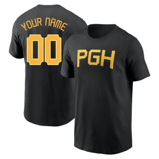 Men's Pittsburgh Pirates Custom Black 2023 City Connect Wordmark T-Shirt