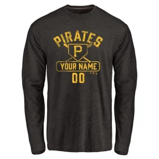 Men's Pittsburgh Pirates Custom Black Base Runner Long Sleeve T-Shirt