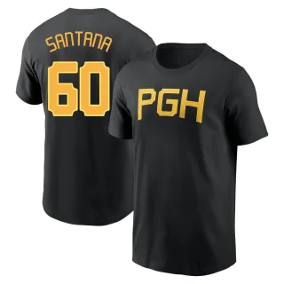 Men's Pittsburgh Pirates Dennis Santana Black 2023 City Connect Wordmark T-Shirt