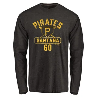 Men's Pittsburgh Pirates Dennis Santana Black Base Runner Long Sleeve T-Shirt