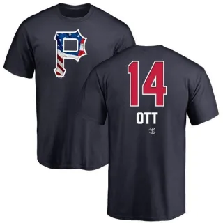 Men's Pittsburgh Pirates Ed Ott Navy Name and Number Banner Wave T-Shirt