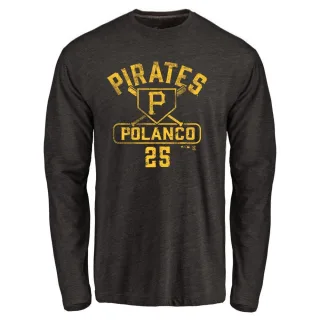 Men's Pittsburgh Pirates Gregory Polanco Black Base Runner Long Sleeve T-Shirt