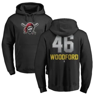 Men's Pittsburgh Pirates Jake Woodford Black Branded Midnight Mascot Pullover Hoodie -