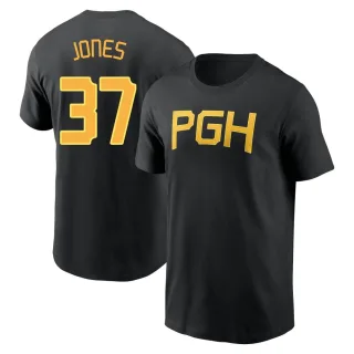 Men's Pittsburgh Pirates Jared Jones Black 2023 City Connect Wordmark T-Shirt