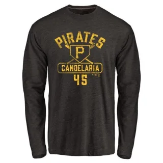 Men's Pittsburgh Pirates John Candelaria Black Base Runner Long Sleeve T-Shirt