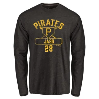 Men's Pittsburgh Pirates John Jaso Black Base Runner Long Sleeve T-Shirt