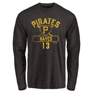 Men's Pittsburgh Pirates Ke'Bryan Hayes Black Base Runner Long Sleeve T-Shirt