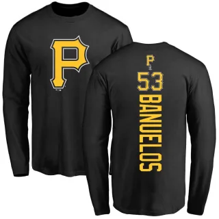 Men's Pittsburgh Pirates Manny Banuelos Black Backer Long Sleeve T-Shirt