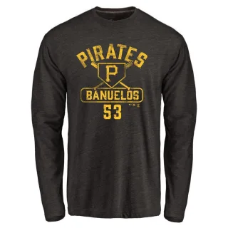 Men's Pittsburgh Pirates Manny Banuelos Black Base Runner Long Sleeve T-Shirt