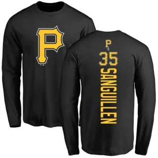 Men's Pittsburgh Pirates Manny Sanguillen Black Backer Long Sleeve T-Shirt