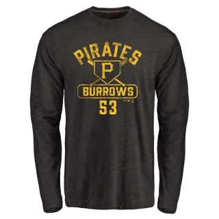 Men's Pittsburgh Pirates Mike Burrows Black Base Runner Long Sleeve T-Shirt