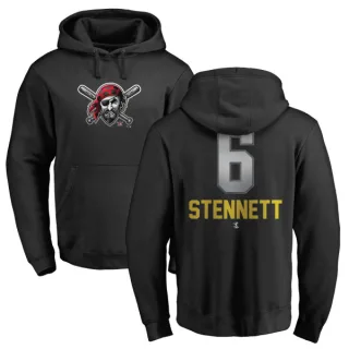 Men's Pittsburgh Pirates Rennie Stennett Black Branded Midnight Mascot Pullover Hoodie -