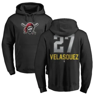 Men's Pittsburgh Pirates Vince Velasquez Black Branded Midnight Mascot Pullover Hoodie -