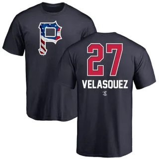 Men's Pittsburgh Pirates Vince Velasquez Navy Name and Number Banner Wave T-Shirt