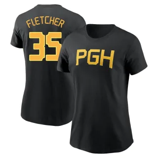 Women's Pittsburgh Pirates Aaron Fletcher Black 2023 City Connect Wordmark T-Shirt