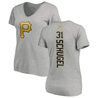 Women's Pittsburgh Pirates A.J. Schugel Ash Backer Slim Fit T-Shirt