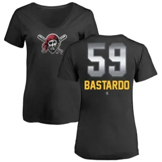 Women's Pittsburgh Pirates Antonio Bastardo Black Midnight Mascot V-Neck T-Shirt