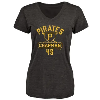 Women's Pittsburgh Pirates Aroldis Chapman Black Base Runner T-Shirt