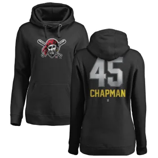 Women's Pittsburgh Pirates Aroldis Chapman Black Branded Midnight Mascot Pullover Hoodie -