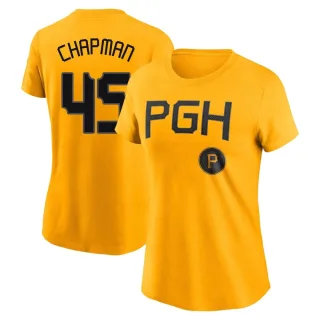 Women's Pittsburgh Pirates Aroldis Chapman Gold 2023 City Connect T-Shirt