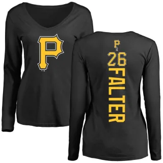 Women's Pittsburgh Pirates Bailey Falter Black Backer Slim Fit Long Sleeve T-Shirt