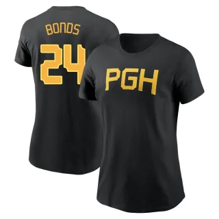 Women's Pittsburgh Pirates Barry Bonds Black 2023 City Connect Wordmark T-Shirt