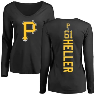 Women's Pittsburgh Pirates Ben Heller Black Backer Slim Fit Long Sleeve T-Shirt