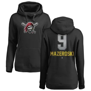 Women's Pittsburgh Pirates Bill Mazeroski Black Branded Midnight Mascot Pullover Hoodie -