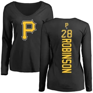 Women's Pittsburgh Pirates Bill Robinson Black Backer Slim Fit Long Sleeve T-Shirt