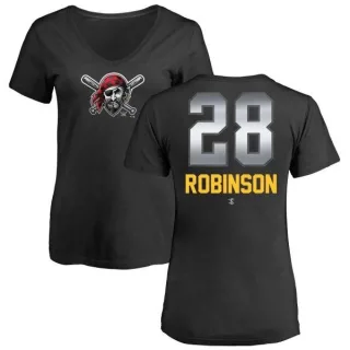 Women's Pittsburgh Pirates Bill Robinson Black Midnight Mascot V-Neck T-Shirt