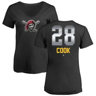 Women's Pittsburgh Pirates Billy Cook Black Midnight Mascot V-Neck T-Shirt