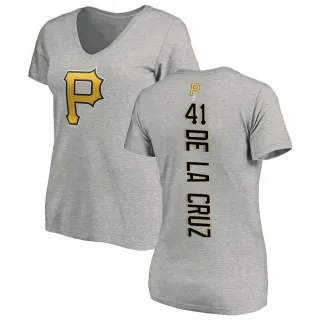 Women's Pittsburgh Pirates Bryan De La Cruz Ash Backer Slim Fit T-Shirt