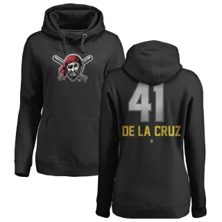 Women's Pittsburgh Pirates Bryan De La Cruz Black Branded Midnight Mascot Pullover Hoodie -