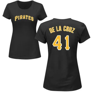 Women's Pittsburgh Pirates Bryan De La Cruz Black Roster T-Shirt