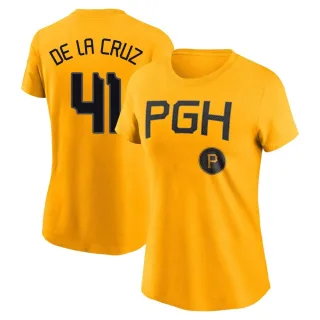 Women's Pittsburgh Pirates Bryan De La Cruz Gold 2023 City Connect T-Shirt