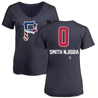 Women's Pittsburgh Pirates Canaan Smith-Njigba Navy Name and Number Banner Wave V-Neck T-Shirt