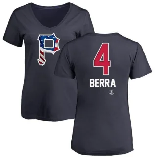 Women's Pittsburgh Pirates Dale Berra Navy Name and Number Banner Wave V-Neck T-Shirt