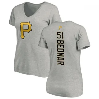 Women's Pittsburgh Pirates David Bednar Ash Backer Slim Fit T-Shirt