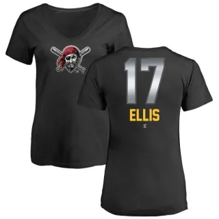 Women's Pittsburgh Pirates Dock Ellis Black Midnight Mascot V-Neck T-Shirt