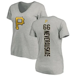 Women's Pittsburgh Pirates Dovydas Neverauskas Ash Backer Slim Fit T-Shirt