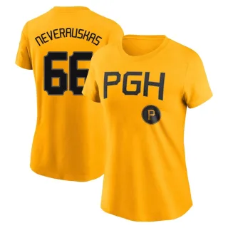 Women's Pittsburgh Pirates Dovydas Neverauskas Gold 2023 City Connect T-Shirt